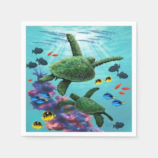 Molokini Cove Hawaiian Sea Turtles Tropical Serviette (Vorderseite)