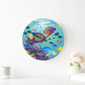 Molokini Cove Hawaiian Tropical Fish Große Wanduhr (Zuhause)