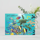 Molokini Cove Hawaiian Tropical Fish Sea Turtle Einladung (Stehend Vorderseite)