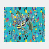Molokini Cove Hawaiian Tropical Fish Sea Turtle Fleecedecke (Vorderseite (Horizontal))