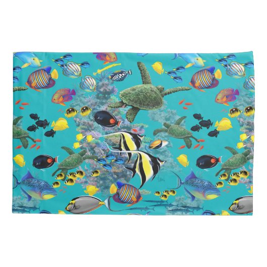 Molokini Cove Hawaiian Tropical Fish Sea Turtle Kissenbezug (Rückseite)