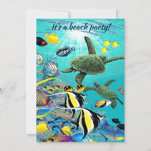 Molokini Cove Hawaiian Tropical Fish Turtle Luau Einladung (Vorderseite)