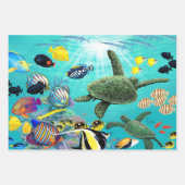 Molokini Cove Hawaiian Tropical Fish Turtle Trio Geschenkpapier Set (Vorderseite)