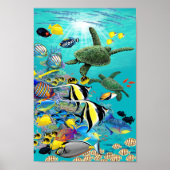 Molokini Cove Hawaiian Tropischer Fisch und Sea Tu Poster (Vorne)
