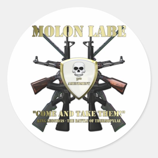 Molon Labe - 2. Änderungsantrag Runder Aufkleber (Vorderseite)