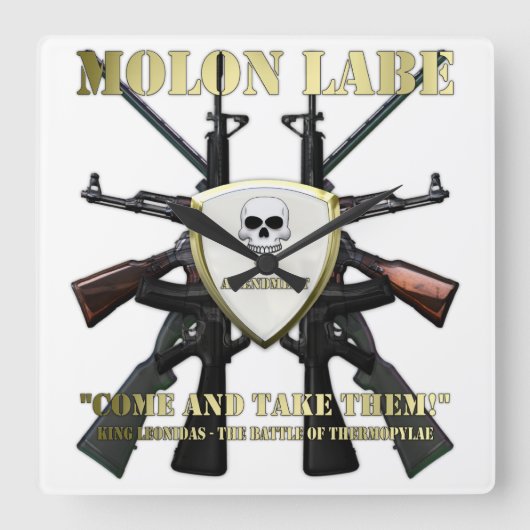 Molon Labe - 2nd Amendment Quadratische Wanduhr (Vorderseite)