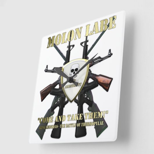 Molon Labe - 2nd Amendment Quadratische Wanduhr (Winkel)