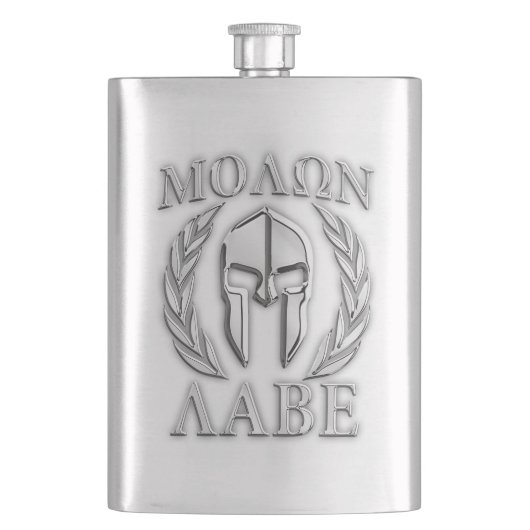 Molon Labe Chrom-spartanischer Sturzhelm-Druck Flachmann (Vorderseite)