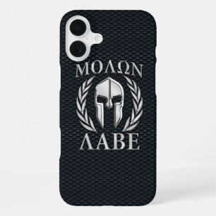 Molon Labe Chrome Spartan-Helm auf Grill iPhone 16 Plus Hülle