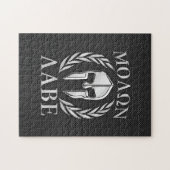 Molon Labe Chrome Spartan Helm auf Kohlenstofffase Puzzle (Horizontal)