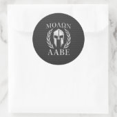 Molon Labe Chrome Spartan Helm auf Kohlenstofffase Runder Aufkleber (Tasche)