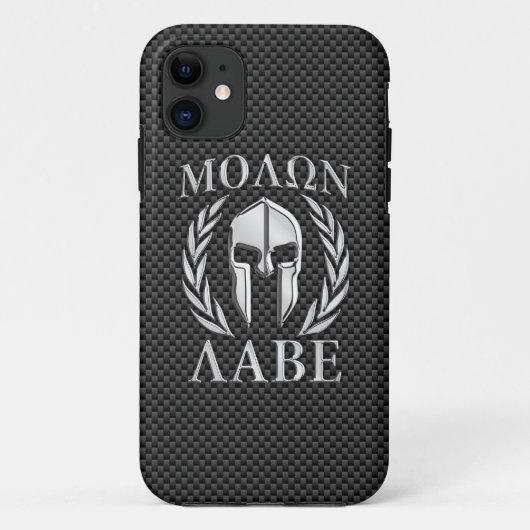 Molon Labe Chrome Style Spartan Armor Carbon Fibre Case-Mate iPhone Hülle (Rückseite)