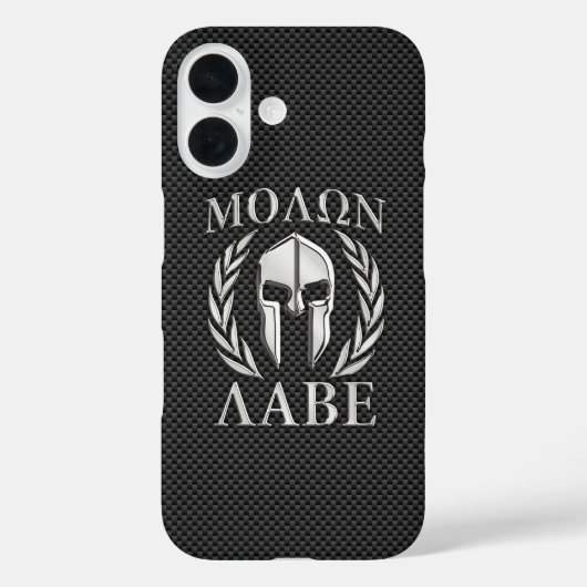Molon Labe Chrome Style Spartan Armor Carbon Fibre Case-Mate iPhone Hülle (Rückseite)