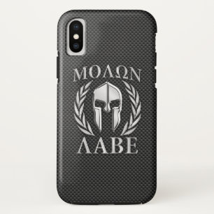 Molon Labe Chrome Style Spartan Armor Carbon Fibre iPhone XS Hülle