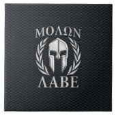 Molon Labe Chrome Wie Spartan Helmet auf Grille Fliese (Vorderseite)