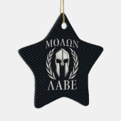 Molon Labe Chrome Wie Spartan Helmet auf Grille Keramik Ornament (Rechts)