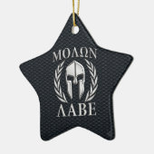 Molon Labe Chrome Wie Spartan Helmet auf Grille Keramik Ornament (Links)