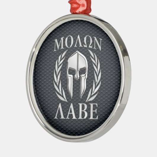 Molon Labe Chrome Wie Spartan Helmet auf Grille Silbernes Ornament (Links)