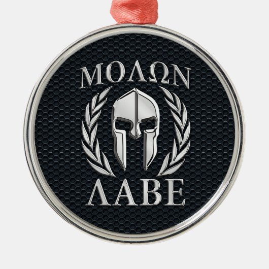 Molon Labe Chrome Wie Spartan Helmet auf Grille Silbernes Ornament (Vorne)