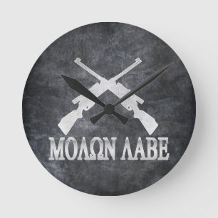 Molon Labe Crossed Rifles 2nd Amendment Runde Wanduhr