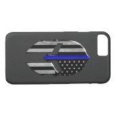 Molon Labe dünner Blue Line Sturzhelm Case-Mate iPhone Hülle (Rückseite (Horizontal))