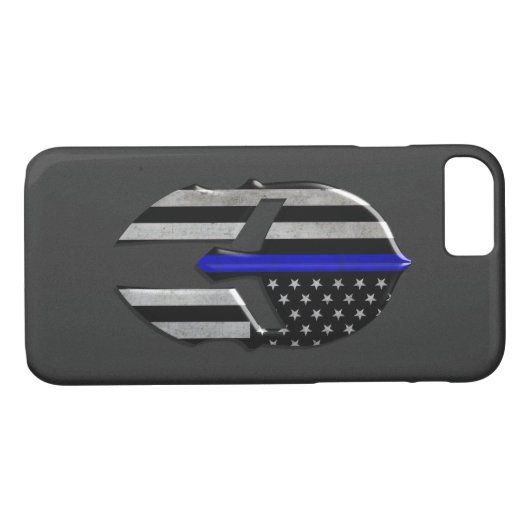 Molon Labe dünner Blue Line Sturzhelm Case-Mate iPhone Hülle (Rückseite (Horizontal))