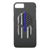 Molon Labe dünner Blue Line Sturzhelm Case-Mate iPhone Hülle (Rückseite)