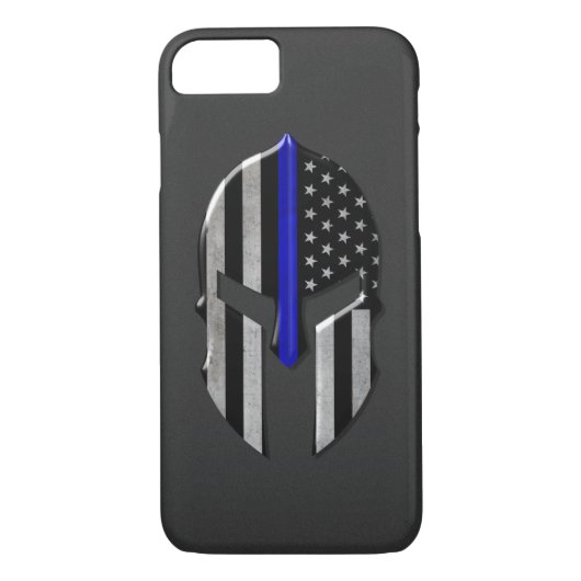 Molon Labe dünner Blue Line Sturzhelm Case-Mate iPhone Hülle (Rückseite)