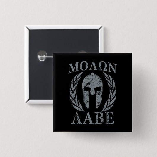 Molon Labe Grunge Spargelhelm Button (Vorne & Hinten)