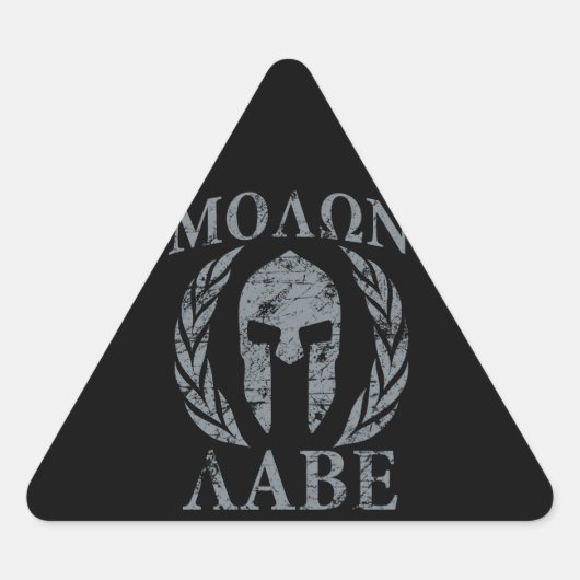 Molon Labe Grunge Spartan Armor Dreieckiger Aufkleber (Vorderseite)