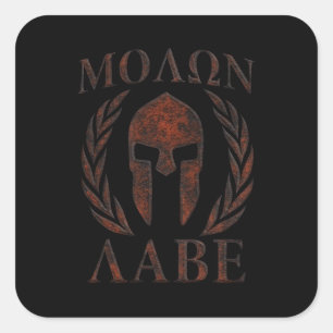 Molon Labe Iron Warrior Laurels Quadratischer Aufkleber