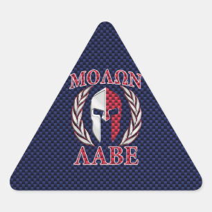 Molon Labe Kriegermaske Blau Carbonfaser Druck Dreieckiger Aufkleber