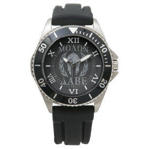 Molon Labe Kriegermaske Laurels über Schwarzen Di Armbanduhr