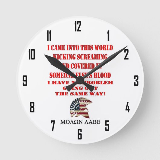 MOLON LABE RUNDE WANDUHR (Vorderseite)