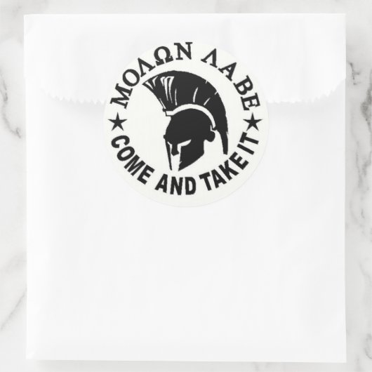 Molon Labe Runder Aufkleber (Tasche)