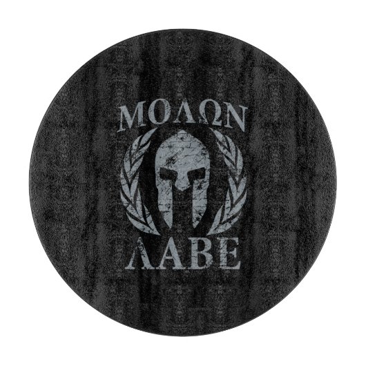 Molon Labe Schmutz-spartanische Maske Schneidebrett (Vorderseite)