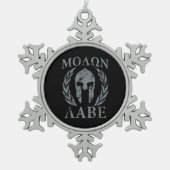 Molon Labe Schmutz-spartanische Rüstung Schneeflocken Zinn-Ornament (Vorderseite)