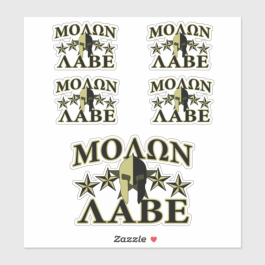 Molon Labe Spartan 5 Sterne Olive Green Aufkleber (Blatt)