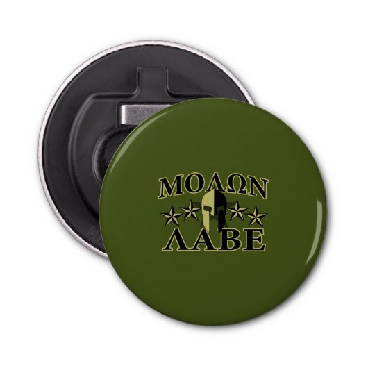 Molon Labe Spartan 5 Sterne Olive Green Flaschenöffner (Vorderseite)