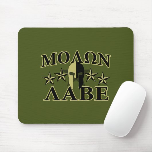Molon Labe Spartan 5 Sterne Olive Green Mousepad (Mit Mouse)
