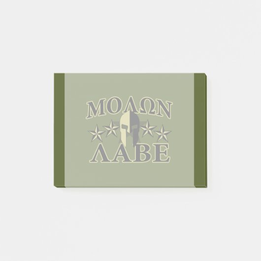 Molon Labe Spartan 5 Sterne Olive Green Post-it Klebezettel (Vorderseite)