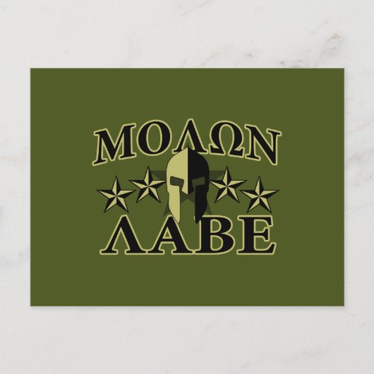 Molon Labe Spartan 5 Sterne Olive Green Postkarte (Vorderseite)