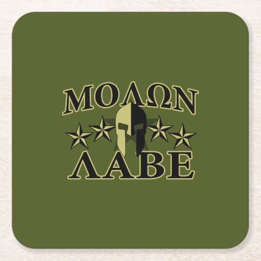 Molon Labe Spartan 5 Sterne Olive Green Rechteckiger Pappuntersetzer (Vorderseite)