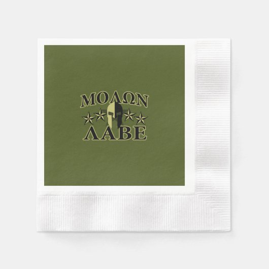 Molon Labe Spartan 5 Sterne Olive Green Serviette (Vorderseite)