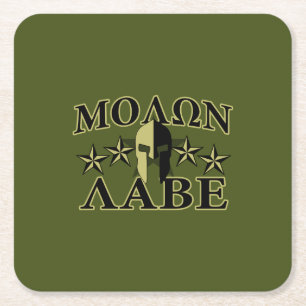 Molon Labe Spartan 5 Sterne Olivenbaum Rechteckiger Pappuntersetzer