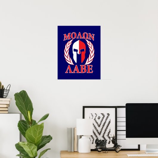 Molon Labe Spartan Armor Laurels Navy Blue Poster (Heimbüro)