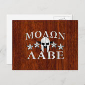 Molon Labe Spartan Helmet 5 Sterne Mahogany Style Postkarte (Vorne/Hinten)