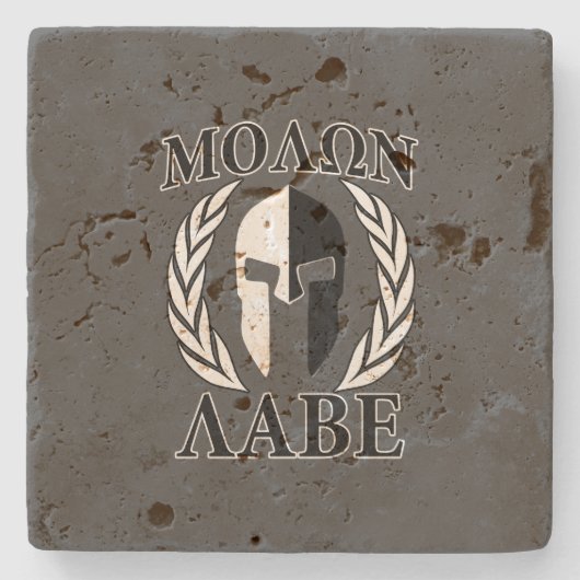 Molon Labe Spartan Helmet Krieger Laurels Graphic Steinuntersetzer (Vorderseite)