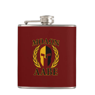 Molon Labe Spartan Helmet Laurels Black Flachmann
