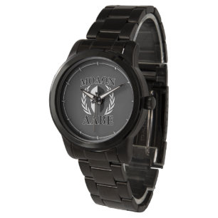 Molon Labe Spartan Helmet Laurels Charcoal Armbanduhr